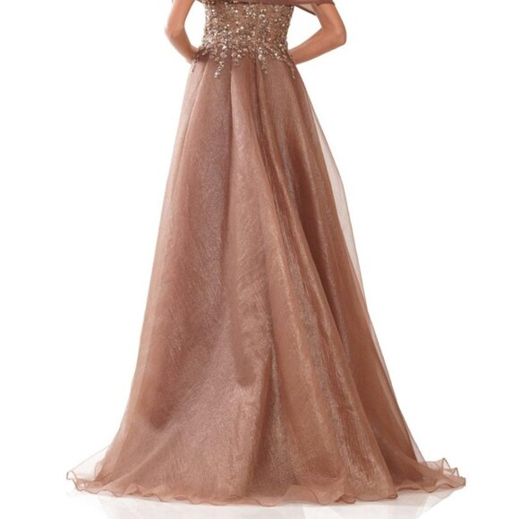 NWT Rina Di Montella RD2816 Crinkled Organza Formal Gown Celadon Size 6 - Picture 4 of 6